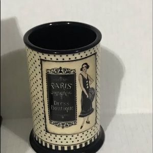 Kim Polson dresser set tissue holder and two jars